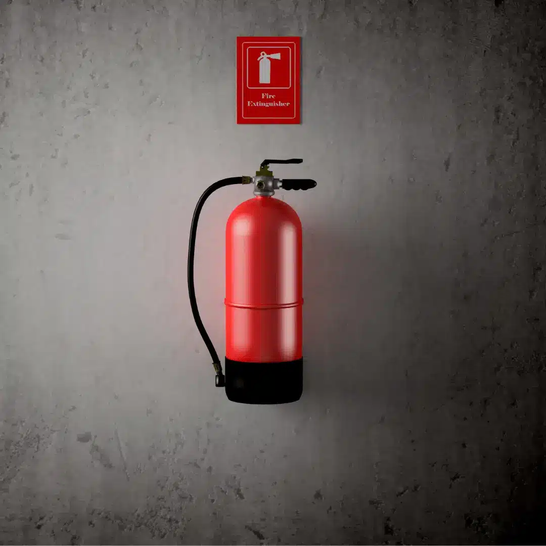 extintor rojo pared 1 2
